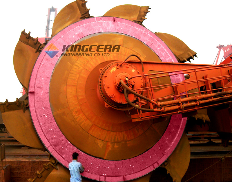 欧博ABG耐磨陶瓷应用于斗轮机圆盘